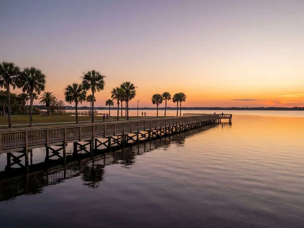 Pier on Lake Tohopekaliga at sunset in Kissimmee